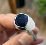 Real Blue Sapphire Stone Sapphire Square Cut Ring Gift For Him/Her Unisex Ring
