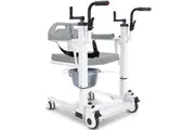 EQUIPMED 4in1 Patient Lift Transfer Chair, Manual Height Adjustment, Shower Compatible, Over Toilet, Removable Commode, for Seniors Elderly Disabled