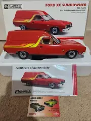 1:18 Classic Carlectables Ford XC Falcon Sundowner Panel Van in Flame Red