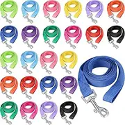 24 Pack Nylon Dog Training Leash Bulk 5 ft Dog Leash for Small and Medium Puppy Traction Rope for Training, Play, Camping, or Backyard, 12 Assorted Colors(Vibrant Colors)