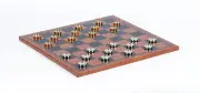 The Gold Checkers & Leatherette Board Set Solid Brass 24kt Gold Silver Plated