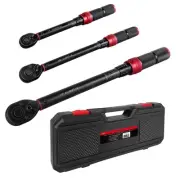 3Pcs Torque Wrench Set, 1/4'' & 3/8'' & 1/2'' Drive Click Torque Wrench