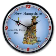 State of New Hampshire, Lighted Backlit LED Wall Clock, Free Shipping