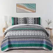 The Bed Linen Green Bohemian Coverlet Set-Quilted Bedspread-Double