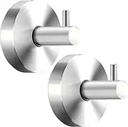 2 Pack Suction Cup Hooks for Shower, No-Drill Towel Hooks for Bathrooms SUS 304 Stainless Steel Shower Hooks, Loofah 15 LB Bathroom Hooks for Towels, Robes, Loofah Waterproof & Rustproof Silver