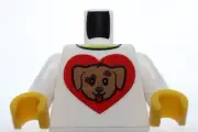 Lego Torso Shirt Lime Collar Medium Nougat Dog Head Red Heart Dark Brown Paws