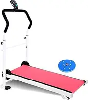 Treadmill Foldable Steel Frame Treadmills Small Mechanical Treadmill Adjustable Incline Fitness Exercise Jogging Suitable for Home Red