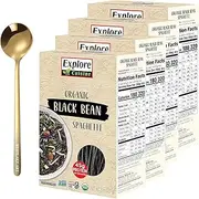 Organic Black Bean Spaghetti 8oz , High Protein & Fiber, Gluten-Free Vegan Pasta Alternative, Black Bean Spaghetti Noodles Bundle With Golden Ss Spoon, Quick Cook [Pack Of 4]