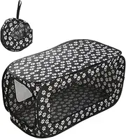 Qukaim Pop Up Soft Dog Crate - Foldable Pet Cage for Dogs and Cats, Indoor/Outdoor Portable Tent, Medium Size Dog Cages, Large Space, Breathable Mesh, Easy Assembly (Black)