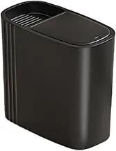Folpus Bathroom Trash Can 12L Small Compact with Lid Slim Garbage Bin for Craft Room Kitchen Bedroom Under Desk Cabinet Sink, Black