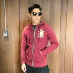 美國百分百【全新真品】SUPERDRY 極度乾燥 棉質 連帽外套 刷毛 復古 男 磚紅色 S號 特價 E294