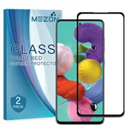 [2 Pack] Full Coverage Samsung Galaxy A51 Tempered Glass Crystal Clear Premium 9H HD Screen Protector by MEZON (A51, 9H Full)