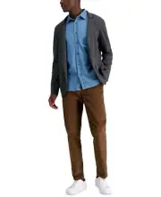 Kenneth Cole Reaction Men Slim-Fit Stretch Corduroy Pants, Camel, 36×30