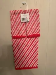 VTG Kmart Candy cane Red &White Striped Xmas Towels and Hand towels