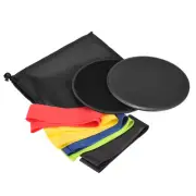 Dual-Sided Exercise Core Sliders & 5 Resistance Bands & Cloth Bag, Black