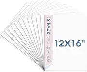 Space Art Deco, Pack of 12 12x16 Uncut White Mat Boards, Acid Free Matte Backing Boards for Pictures, Prints, Frames, Arts