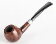 Briar Tobacco Smoking Pipe , Army Mount, Metal Cooling Filter, Brown