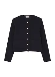Moncler Kids Ribbed Jersey Cardigan (12-14 Years) - Navy 14 years