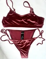 TOPSHOP Velour Two Piece Swimsuit Size 6 Bottom 10 Top New with Tags
