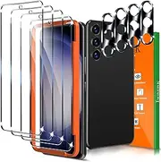 [4+4 Pack] IMBZBK for Samsung Galaxy S23 Screen Protector Tempered Glass Accessories 4 Pack Screen Protector for Samsung Galaxy S23 4 Pack Camera Lens Protector Case Friendly Fingerprint Compatible