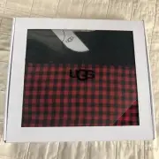UGG Mens Steiner Pajama Set Gift Boxed, Black Top Red Check Bottoms Sz S NWT