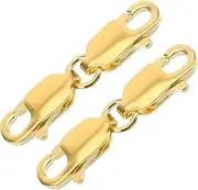 [NECXON] 2 Pcs Double Lobster Clasps, Lobster Clasps Bracelet Clasp Jewelry Clasp Double Necklace Clasp 14K Gold Plated 925 Sterling Silver Necklace Bracelet Extension Connector for Jewelry Making