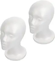 SAFIGLE 2Pcs Mannequin Head Wig Display Stand Durable Model for Home Salon Use Lightweight Easy to Pack for Hair Styling Braiding Practice Adornment Display
