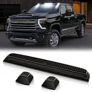 HTZCMOTO LED Cab Roof Marker Lights Compatible with Silverado/Sierra 2500HD 3500HD 2020-2024, Top Cab Clearance Lights for Trucks, White Light + Smoked Len