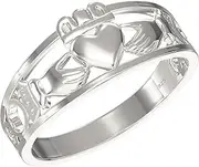 [Aeon] Jewellery Claddagh Band Ring - 925 Sterling Silver Heart Shape Rings, Sizes J - R | Irish Celtic Jewellery Gifts for Women & Men | Unisex & Hypoallergenic | Polishing Cloth & Gift Box Included