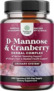 D Mannose with Cranberry Extract Capsules - D Mannose Capsules for Kidney Cleanse Liver Support and Urinary Tract Health for Women - D-Mannose 1000mg Capsules with Hibiscus and Dandelion 240 Count