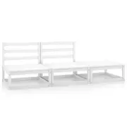 3 Piece Garden Lounge Set White Solid Pinewood vidaXL