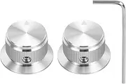 sourcing map 2Pcs Aluminium Potentiometer Knobs 1/4" Volume Tone Control Top Hat Knobs with L-Type Hexagonal Wrench for Guitar Instruments Audio Mixer Amplifier Silver