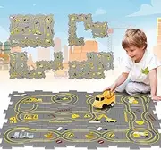 BLUEYAK Puzzles Racer Car Track Play Set Toddler Puzzle DIY Assembling Electric Trolley, Construction Toys Truck Toys Puzzle Track Car Montessori Toys for 3 4 5 6 7 8 Year Old Boys Girls