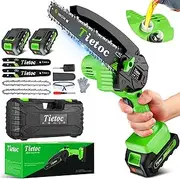 tietoc Mini Chainsaw 6 Inch Cordless [Gardener Friendly] Super Handheld Rechargeable Chain Saw With 2 Batteries, Small Electric Chainsaws Battery Powered For Wood/Trees Cutting