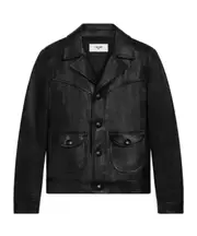 straight-cut blouson jacket in waxed lambskin FR50 black