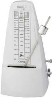 Metronome White Plastic Pyramid Style Cherub 40-208 BPM & Bell for Time