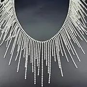Silver Rhinestones Wave Fringe Trim,4.7 inches Wide,36 inches Length,Clear rhibestones Silver Base Tassel Chain,Sew on or Glue for Cloth,Bag,Shoes and Other DIY scrafts Decoration from Labellezalady