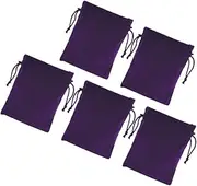 5pcs Purple Flannel Drawstring Bag Cable Cord Organizer Electronic Gadget Pouch for Travel Daily Use Durable Design for USB Cables Accessories