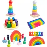 MONTESSORI TODDLER WOODEN TOYS WOODEN RAINBOW STACKER LARGE