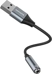 ANDAPA USB to 3.5mm Jack Audio Adapter, USB to Audio Jack Adapter for Windows Mac Linux PC Laptops Desktops PS5