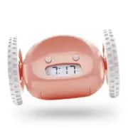 Run-Away Alarm Clock on Wheels (Authentic)Extra Loud for Heavy Sleeper Funny Rolling Jumping (Pink)
