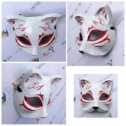 Promo!! Face Mask Cosplay Kitsune Fox Half Mask Wooden custom RARE DHL Express