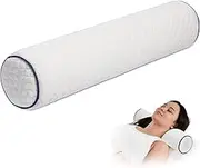 FYB Neck Roll Pillow,Memory Foam Pillows,Bolster pillow,Support Back Cushion,Neck support,Leg lumbar support,Cylindrical,Washable pillowcase 17.7*5.1in（45*13CM） (Dark Blue Edge, 17.7*5.1in（45*13CM）)