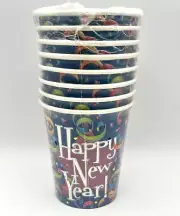 Groovy New Year Streamers Happy New Year's Eve Holiday Party 7 oz. Paper Cups