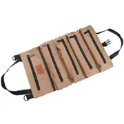 Roll Up Tool Bag, Multi-Purpose Tool Roll Organize, 5 Zippered Tool Pockets (Khaki)