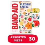 Band-Aid Flexible Fabric Bandages – Wildflower Design, 30 Ct Assorted