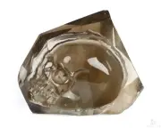 3.0" Smoky Quartz Rock Crystal Hand Carved Crystal Skull Fine Art Sculpture