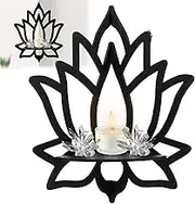 Water Lily Flower Corner Shelves Wood Water Lily Crystal Shelf Black Wall Crystal Display Shelf Decorative Water Lily Floating Shelf Wall Hanging Shelves for Bedrooms Office Living Room Decor