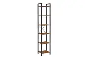 Vikus Small 6 Tier Bookshelf Rustic Brown Black Bookshelves
