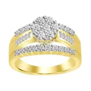 1.50Cttw Baguette Round Diamond Ring Womens Band 10k Yellow Gold